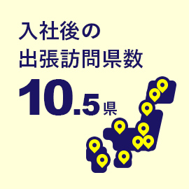 入社後の出張訪問県数